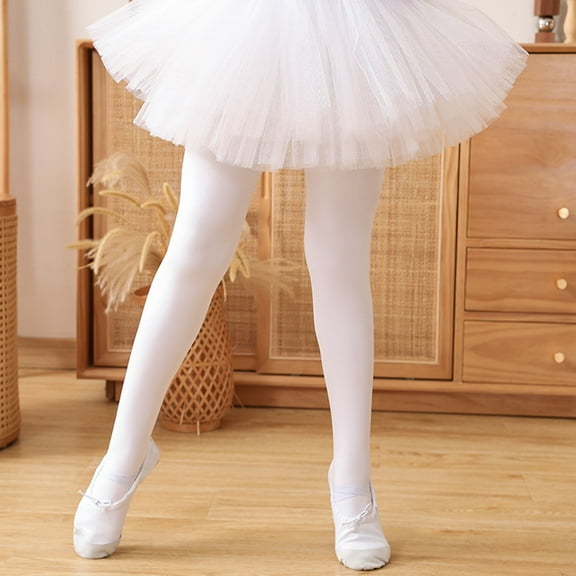 MKOSPLRT Girls Ballet Dance Students School Footed Tight Solid Soft Footed Stockings Toddler Kids Dancewear Pantyhose 2-14Y