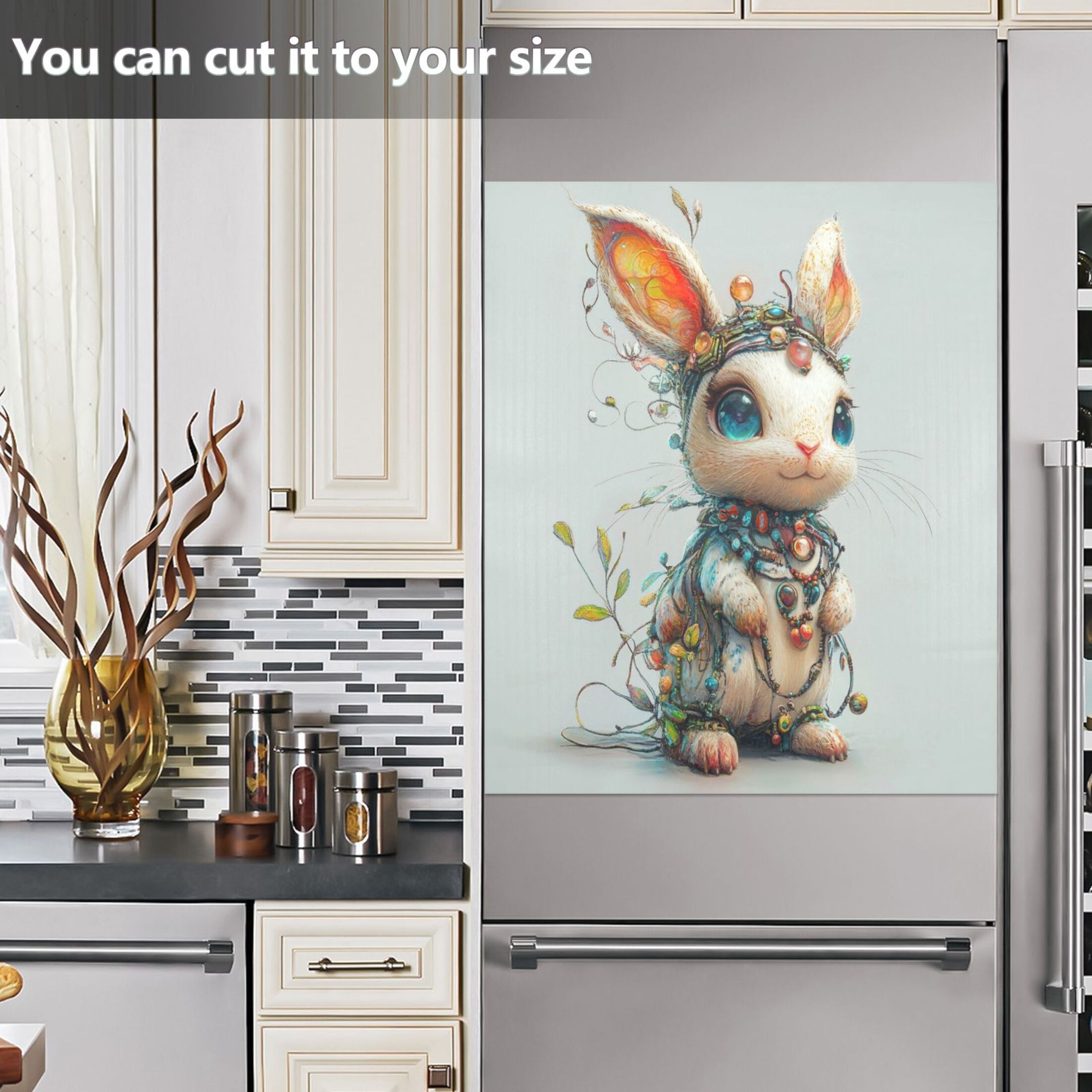 Dishwasher Magnetic Sticker 23x26 Inch Refrigerator Magnetic Sticker Washing Machine Magnetic Sticker Kitchen Panel Magnetic Sticker Home Decor Necklace Rabbit
