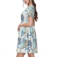 thumbnail image 2 of Naloa Algae Corals and Seashells Print Womens Summer A-Line Dress with Pockets,Short Sleeve Dresses,Flowy Beach Swing Dress for Vacation Travel, 2 of 6