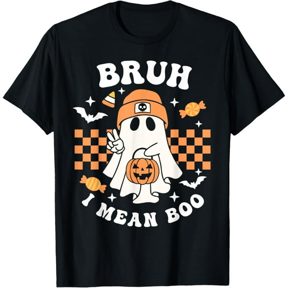 Bruh I Mean Boo Ghost Halloween Trick Or Treat Toddler Kids T-Shirt