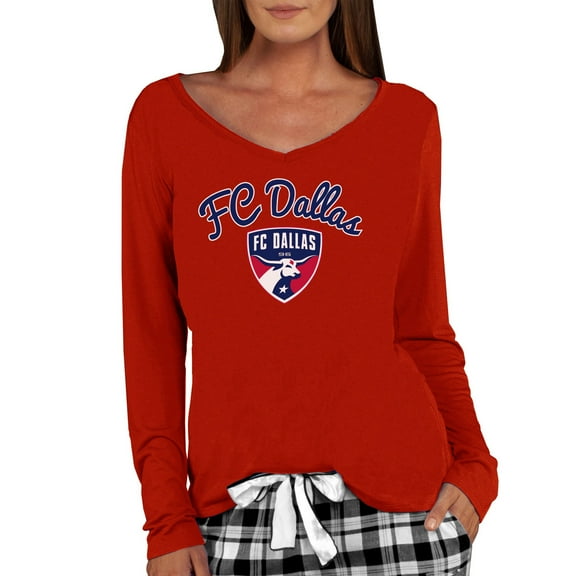 Women's Concepts Sport Red FC Dallas Marathon Long Sleeve V-Neck Top