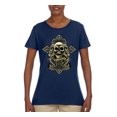 thumbnail image 2 of Brotherhood Biker Motorcycles Cross and Skull Pop Culture Womens Graphic T-Shirt, Navy, Medium, 2 of 3