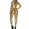 thumbnail image 7 of Tao Tao Womens Latex Catsuit Patent Leather Bodysuit Metallic Jumpsuit Party Clubwear Skinny Stretch Outfits Gold M, 7 of 7