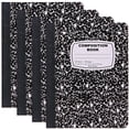thumbnail image 1 of Emraw Cuaderno de composición de mármol con rayas anchas, libros de composición en blanco y negro, 100 hojas (paquete de 4), 1 of 1