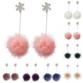 thumbnail image 2 of Drop Earrings Pom Pom Decorative Snowflake Dangle Earrings Pendant Earrings, 2 of 9