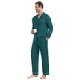 thumbnail image 6 of GIRUNS Men's Pajamas Set Soft Sleepwear Button Down Long Sleeve and Long Pants with Pocket Loungewear Sets Dark Green 3XL, 6 of 7