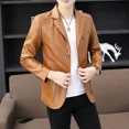 thumbnail image 2 of Chaqueta de traje marrón de gran tamaño para hombre, abrigo de talla grande, blazer para hombre, de un solo pecho, ropa clásica de diseñador de lujo, moda 2024, 2 of 5