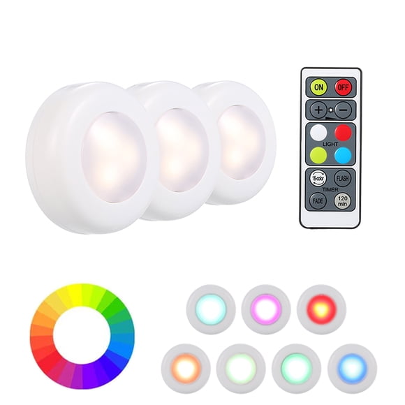 Amdohai RGB LED Under Cabinet Lamp Puck Light 3 Pack with