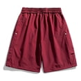 thumbnail image 4 of LTTVQM Men's Cargo Shorts Elastic Waistband Drawstring Summer Casual Cotton Shorts Relaxed Fit Lightweight Workout Short Pants with 4 Pockets Red M, 4 of 5