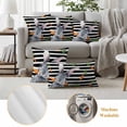 thumbnail image 6 of Easter Bunny Pillow Covers 2 Pack Watercolor Easter Rabbit Biting A Carrot Rustic Black Stripes Pillowcase Waterproof Outdoor Throw Pillow Cover for Patio Garden Square Cushion 26”x26”, 6 of 9