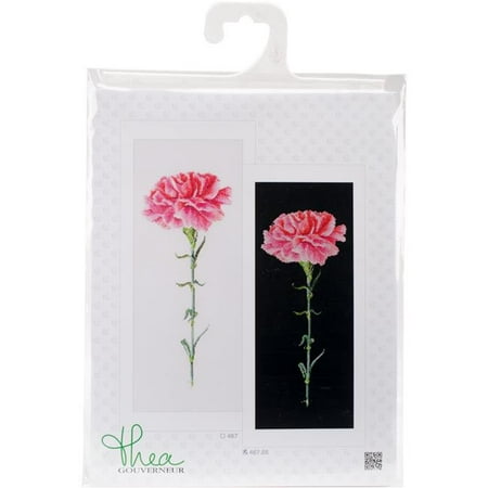 Carnation Cross - Carnation Pink On Aida Counted Cross Stitch Kit - 6.5 x 16.5 in., 18 Count