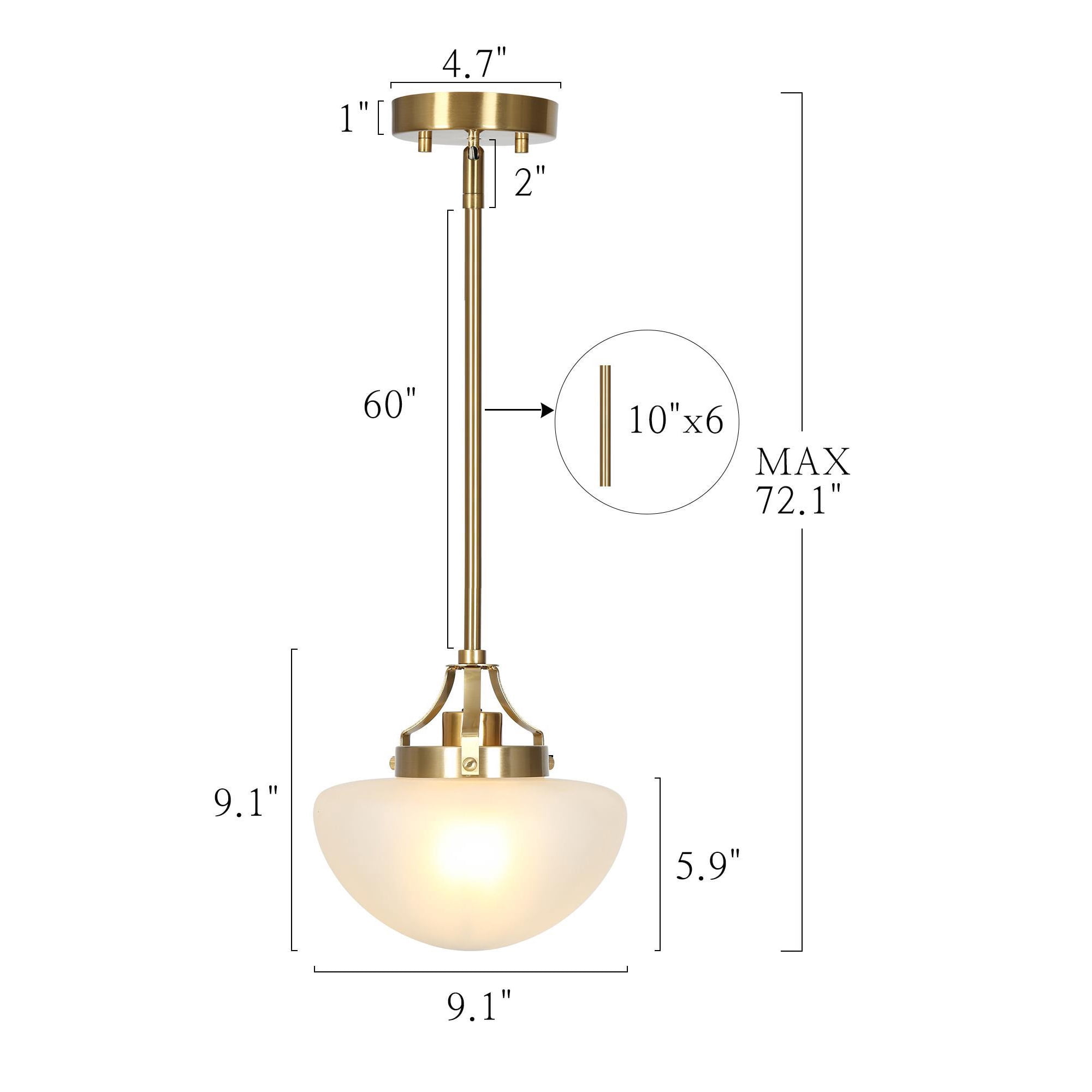 LNC Isididae 1 -Light Plated Copper and Opal Glass Bowl Modern/contemporary Frosted glass Schoolhouse Mini Hanging Pendant Light