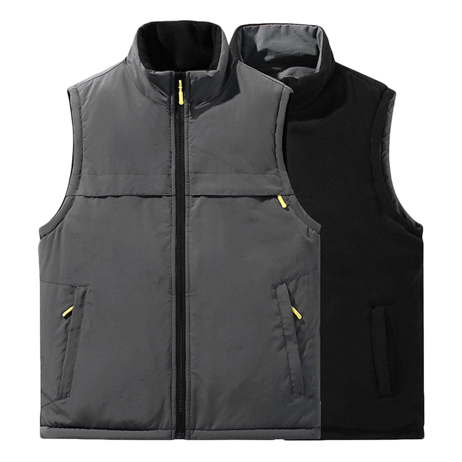 zfhfof Men's Lightweight Reversible Vest Outerwear Zip Up Fleece Lined Sleeveless Jacket Winter Warm Vests for Work Running Hiking