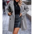 thumbnail image 1 of Women Winter Overcoat, Double Breasted Winter Coat Side Pockets Long Sleeves Pure Color  For Daily Life, 1 of 6