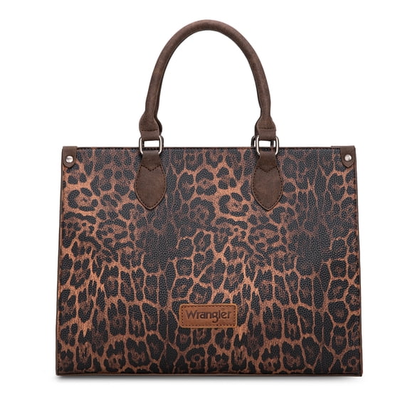 Wrangler Large Tote Bag for Women, Western Purse Work Shoulder Handbag with Crossbody Strap, Coffee