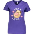 thumbnail image 3 of Inktastic Valentines Day Pugs and Kisses with Pink Hearts Women's V-Neck T-Shirt, 3 of 5