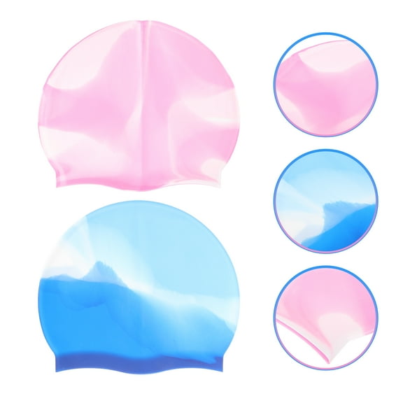 2Pcs Waterproof Swim Hats Silicone Swim Caps Professional Swimming Caps Swimmer Accessory