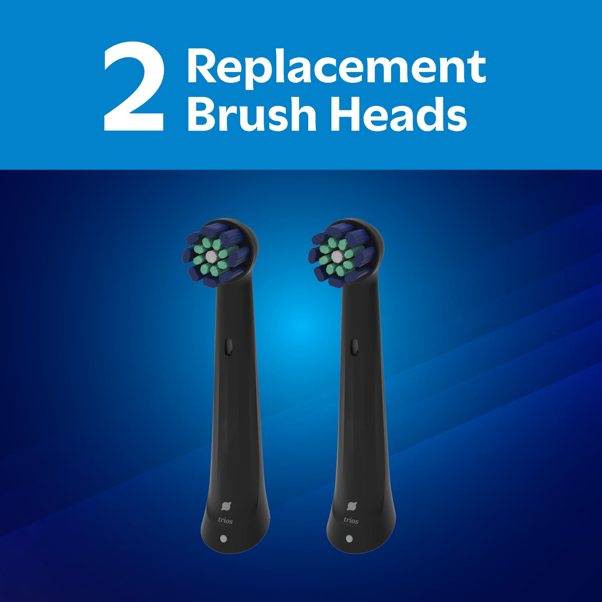 Equate Trios Premium Clean Replacement Heads for Oral-B iO Electric Toothbrushes, Black, 2 Count
