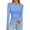 Sky Blue, variant on PRETTYGARDEN Long Sleeve Shirts for Women Fall Boat Neck Ribbed Knit Ruched Fitted Going Out Tops Casual Basic Tees