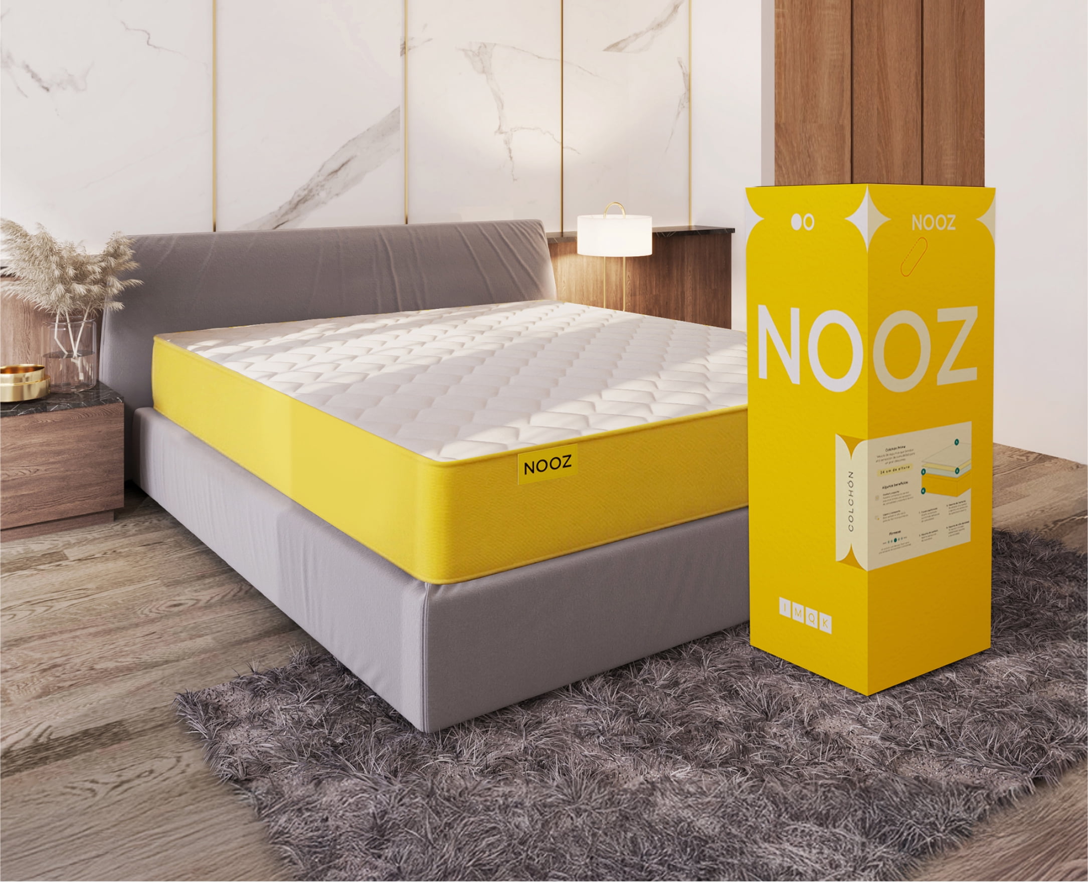 Colchón Nooz Original 24cm Queen Size En Caja Memory Foam Blanco