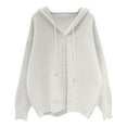 thumbnail image 3 of Feancey Oversized Knitted Cardigans for Women Hooded Loose Button Sweater Jackets Ribbed Knit Casual Solid Color Cardigan Sweaters White Free Size, 3 of 6