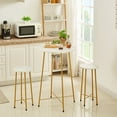thumbnail image 4 of VECELO 3-Piece Bar Table Set with 2 Stools, Space Saving Round Pub Table Set for Breakfast Nook, Bistro, Dining Room, Kitchen, Gold, 4 of 8