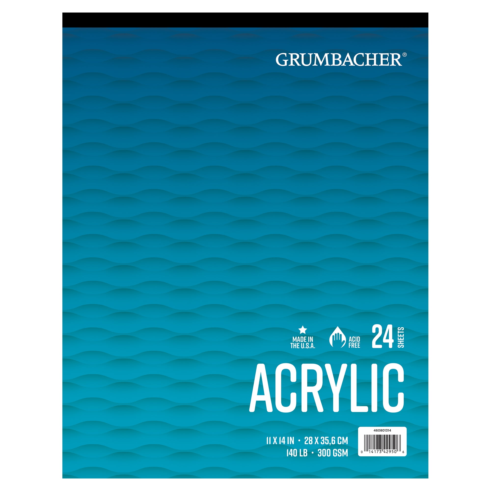 Grumbacher Acrylic Pad 11" x 14" 140lb./300GSM 24 Sheet Tape Bound