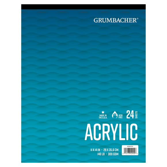 Grumbacher Acrylic Pad 11" x 14" 140lb./300GSM 24 Sheet Tape Bound
