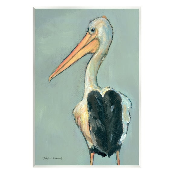 Stupell Pelican Bird Wildlife Painting Animals & Insects Painting Wall Plaque Unframed Art Print Wall Art