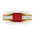 thumbnail image 2 of Clara Pucci 18K Yellow Gold Princess Cut 1.5Ct Simulated Ruby Engagement Ring + Matching Band - Luxury Box Included, 2 of 7
