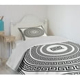 thumbnail image 4 of Ambesonne Geometric Quilted Bedspread Set 2 Pcs, Rounds Lines Square Art, Twin Size, White and Black, 4 of 6