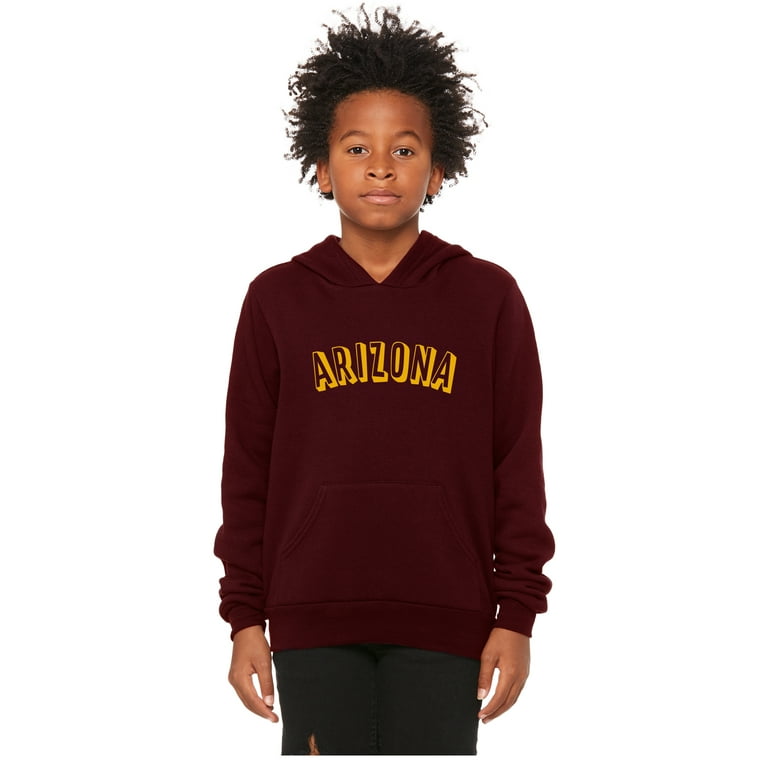 Daxton Youth Unisex Pullover Cities States Hoodie Mid-Weight Fleece Sweater  - Denver Burgundy Gold, M 