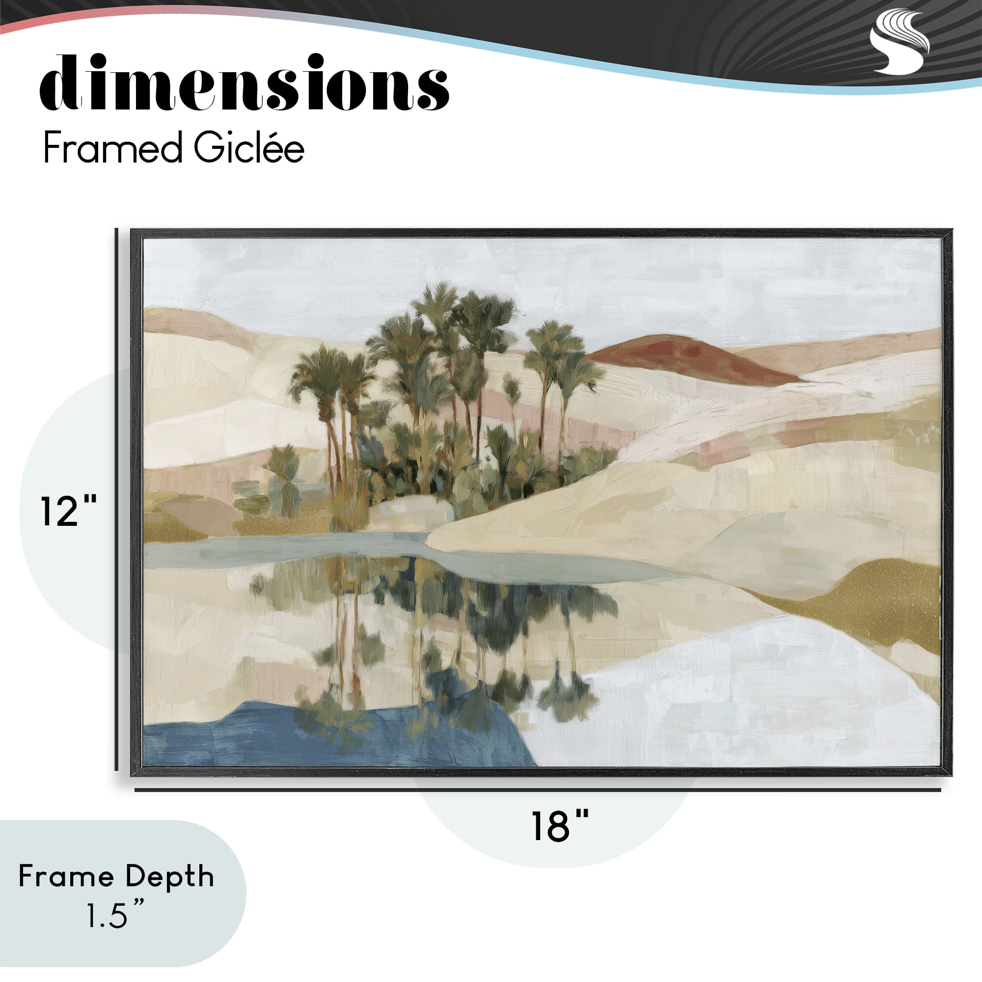 Stupell Industries Desert Oasis with Palm Reflection Black Framed Giclee Art, design by Chromatic Storm Studio