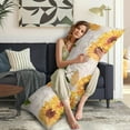 thumbnail image 5 of Boho Sunflower Body Pillow Cover – Soft & Breathable, Hidden Zipper, 20"x54", Vintage Floral Print with Butterflies & Bees – Gift for Side Sleepers, Pregnancy, Farmhouse Decor, 5 of 7