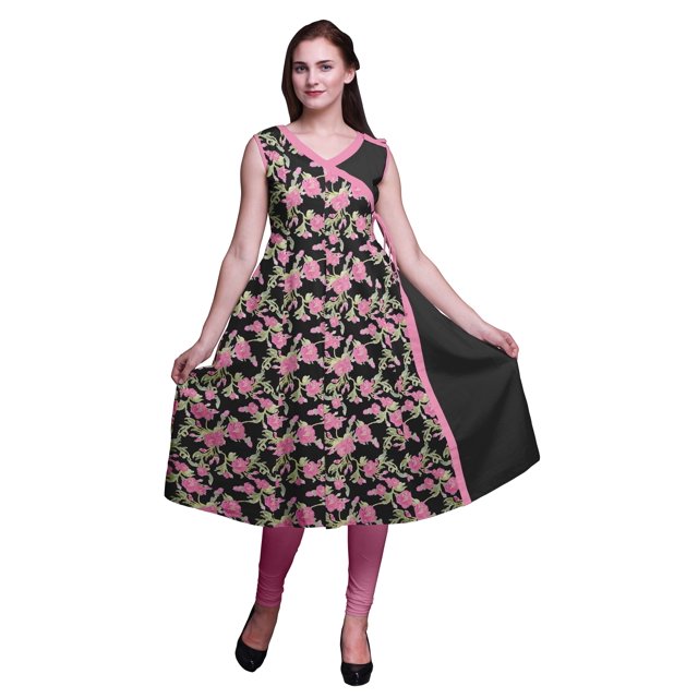 Bimba Hauts Imprimés pour Femmes Robe Sans Manches AngrakhaKurtiSummer pour Filles