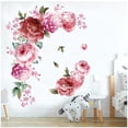 thumbnail image 6 of 1Pc Peony Flowers Wall Sticker Floral Decals, Peel and Stick Waterproof PVC Rose Flowers Wallpaper Decor, DIY Wall Art Mural for Home Bedroom Nursery Kitchen Bathroom Decoration, 6 of 8