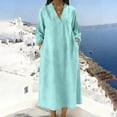thumbnail image 4 of Eawtki Women's V Neck Long Sleeve Maxi Dress Loose Fit With Pockets Solid Casual Dress For Spring Summer Daily Wear Vacation, 4 of 6