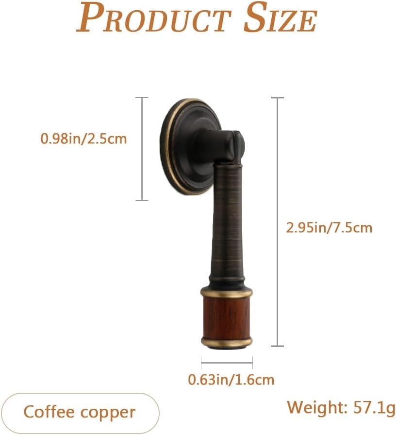 CATPAN 2Pcs Brass Walnut Drawer Pulls, Coffee Brass Cabinet Handles, Single Hole Cabinet Pull with Walnut Pendant, Antique Cabinet Door Handle for Home Kitchen Cabinets Drawers Dresser Cupboard