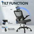thumbnail image 4 of FLEXISPOT Ergonomic Office Chair, Mesh Computer Desk Chair with 3D Flip-up Armrests, High Back, Adjustable Headrest and Lumbar Support, Black, 4 of 7