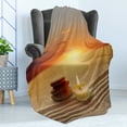 thumbnail image 4 of Boho Soft Flannel Fleece Throw Blanket, Stack of Stones and Candle Yoga Horizon Backdrop Picture, Cozy Plush for Indoor and Outdoor Use, 60" x 80", Orange Sand Brown, by Ambesonne, 4 of 5