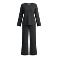thumbnail image 5 of Admvng 2 Piece Outfit Set for Women Ribbed Knit Long Sleeve Top and Long Pants Casual Loungewear Coordinated Tracksuit, 5 of 5