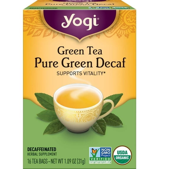 Yogi Tea, Green Tea Pure Green Decaf, 1.09 Ounce (Pack of 2)