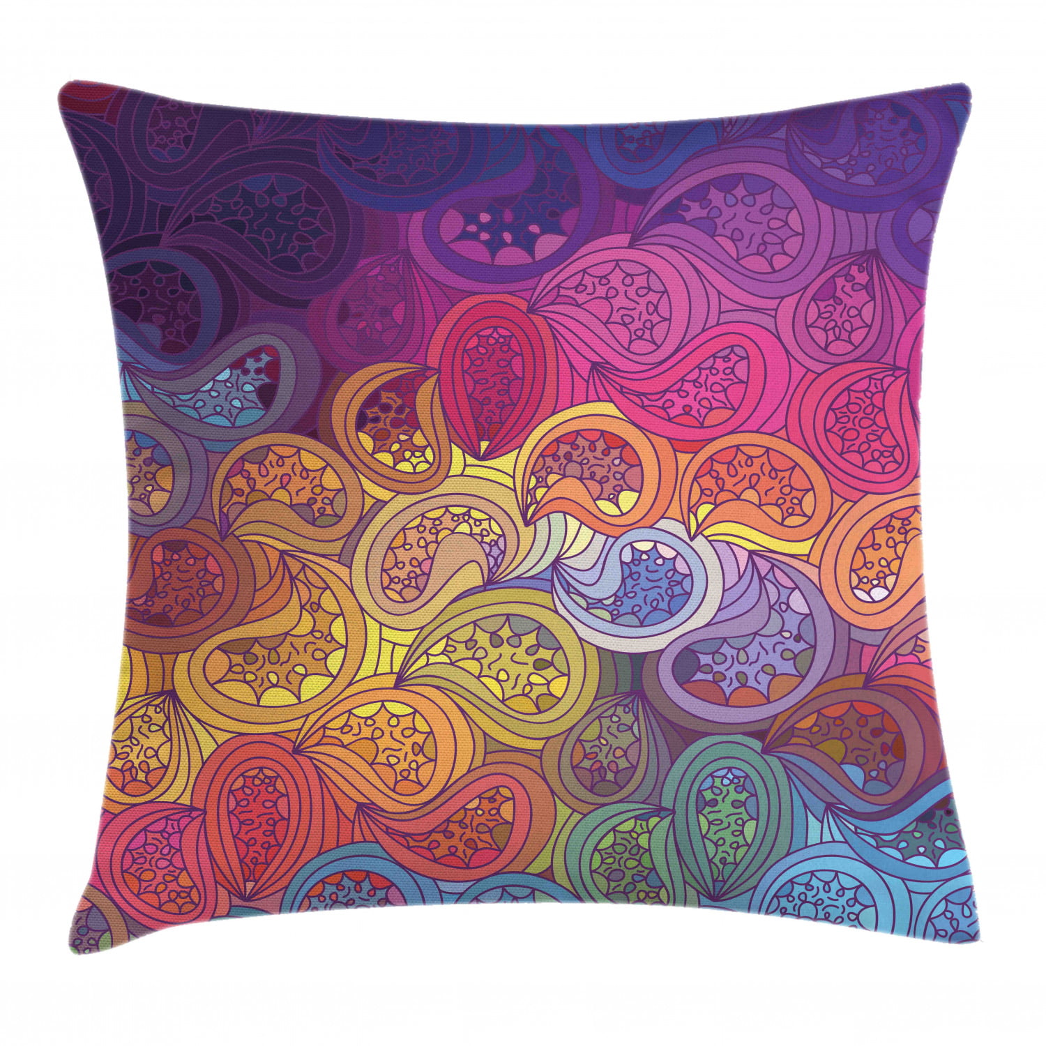Modern Throw Pillow Cushion Cover, Abstract Leaf Shaped Colorful Wavy ...
