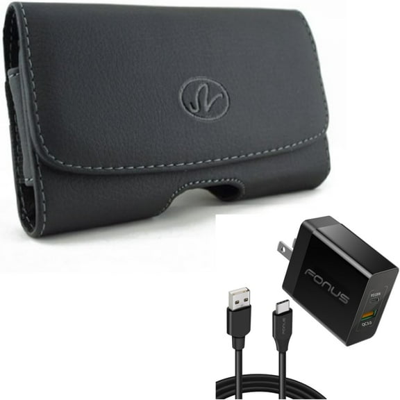 36W PD Home Charger w Case Belt Clip for Samsung Galaxy S22 Plus,S21,S21 Plus,S21 S20 Plus,S20 Fan Edition,Fan FE 5G - Fast Type-C 6ft Long Cable USB-C, Leather Swivel Holster