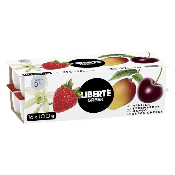 Liberté Greek 0 Yogurt 16Pack, Assorted, High Protein and Probiotics