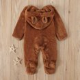 thumbnail image 6 of 2 PCS Newborn Fleece Jumpsuit Baby Girls Clothes Plush Footed Long Sleeve Rompers Onesies Pajamas Soft Boys Winter Outfits, Brown, 6 Months, 6 of 7