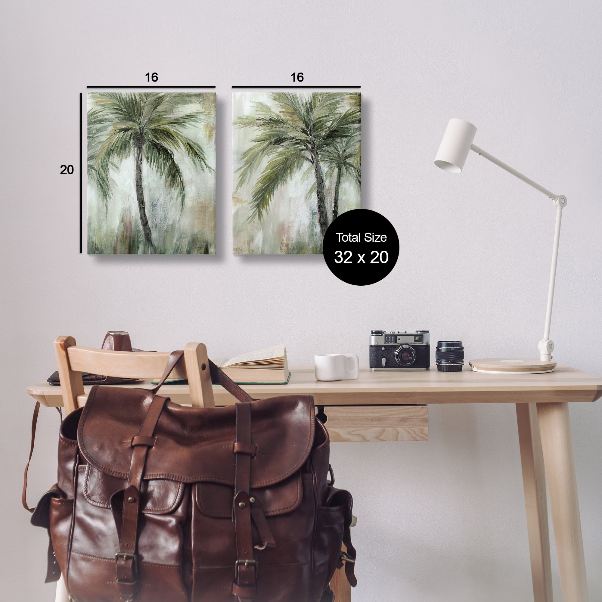Stupell Industries Palm Trees Impressions Plants & Flowers Painting Wrapped Canvas Art Print Wall Art, 16 x 20, Set of 2
