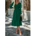 thumbnail image 2 of Women's Long Sleeve V Neck  Maxi Dress Smocked Boho Chiffon Flowy Long Dress  Pleated A-Line Swing Dress, 2 of 10