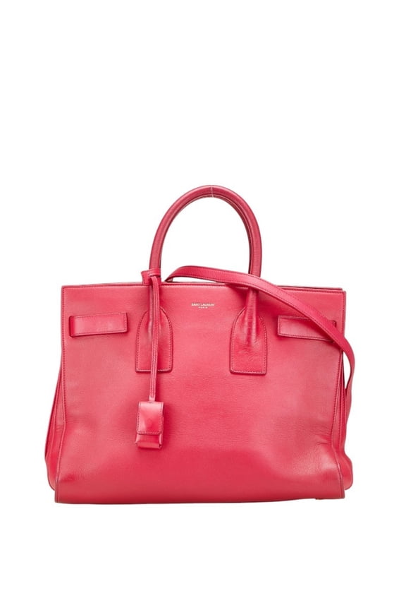 Pre-Owned Saint Laurent logo shoulder bag/handbag, 2-way, pink leather, women's, SAINT LAURENT