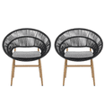 thumbnail image 5 of Tcbosik 2 Pack Lounge Chairs for Outdoor, Wicker Chair with Cushion, Papasan Style Dining Chair with Metal Frame for Patio, Garden, Backyard, Dark Gray & Teak, 5 of 9
